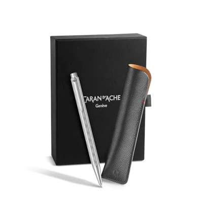 Image de Caran d&#039;Ache ECRIDOR™ TRESSÉ 8902.024 Ensemble stylo à bille et étui en cuir platine Édition spéciale