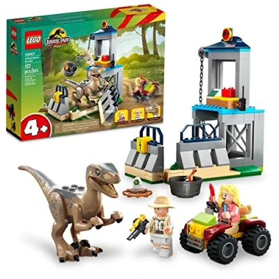 Image de Lego Jurassic Park Velociraptor Escape 76957 Learn to Build Dinosaur Toy for Boys and Girls ; Gift Kids Aged 4 Up Featuring a Buildable Pen, Off Roader Vehicle 2 Minifigures