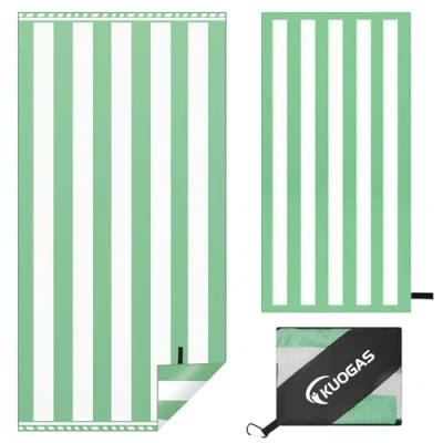 Image de KUOGAS Serviette de Plage XXL 90 * 180, Grande en Microfibre à SéChage Rapide, Bain sans Sable, Couverture pour Femmes (Vert)