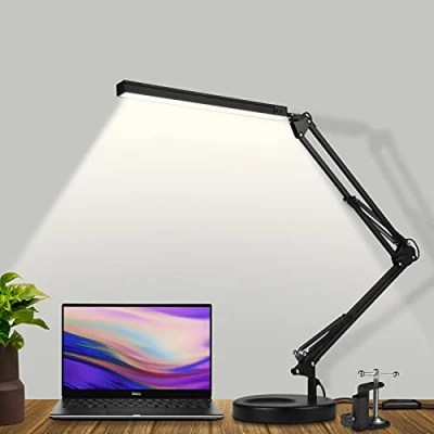 Image de SKYLEO Lampe de Bureau LED Puissante avec clip et base Protection oculaire 3 modes d&#039;éclairage x 10 niveaux luminosité Noir