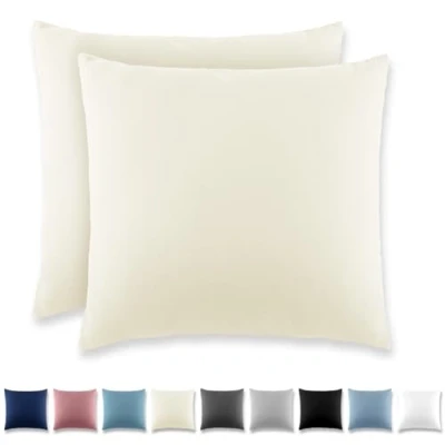 Image de REDKEY Taie Oreiller 40x40 Crème Lot de 2 Taies d&#039;Oreillers 40 x Carré en Microfibre Brossée, Housse Coussin avec Fermeture Éclair