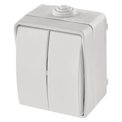 Image de EMOS Interrupteur double Pour éclairage En saillie avec 2 interrupteurs à bascule plastique 250 V /10 AX extérieur IP54