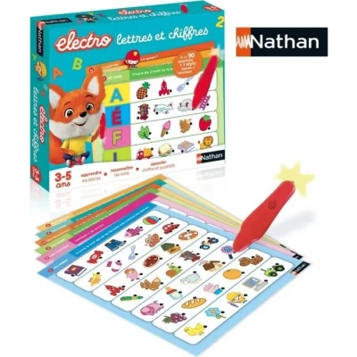 Image de Nathan Electro Lettres et Chiffres Apprendre les Lettres, Sons, Quantités Jeu Educatif Electronique 1 Stylo Sonore Lumineux Inclus Pour Enfants de 3 à 5 ans