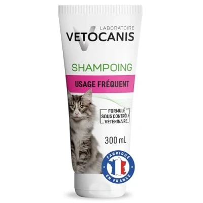 Image de Vetocanis Shampoing Chat Dermoprotecteur à Usage Fréquent 300 ml Nettoyant Base de Glycèrine Végétale Parfum Fleur Lotus Respecte la Peau et le Poil votre