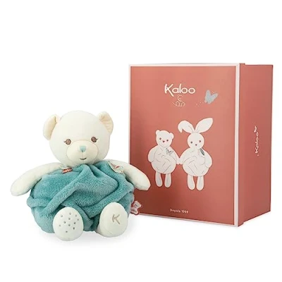 Image de KALOO Plume Bulle d&#039;amour Ours Vert en Peluche Tout Doux 30 cm Grand Doudou Bébé Développe Le Toucher Jolie Boîte Cadeau Personnalisable Dès la Naissance, K214001