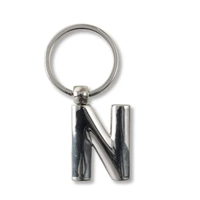 Image de if Porte clés lettre N en métal personnalisable, 7 cm, argenté, Argenté., Classique