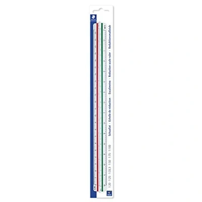 Image de Staedtler 561 98 2BK Carte blister contenant 1 règle graduée de réduction, version 2 (1:20, 1:25, 1:33,3, 1:50, 1:75, 1:100)