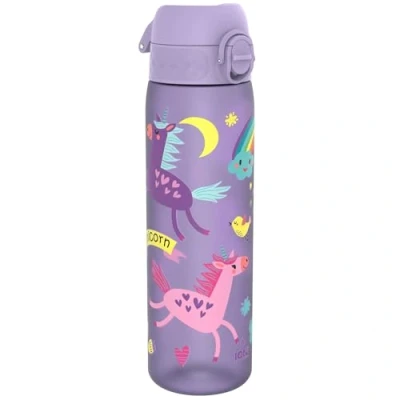 Image de ION8 Gourde, 500ml, Anti Fuite, Facile à Ouvrir, Verrouillage Sécurisé, Lavable en Lave vaisselle, Sans BPA, Poignée de Transport, S&#039;adapte aux Porte gobelets, Nettoyer, Licornes Violet