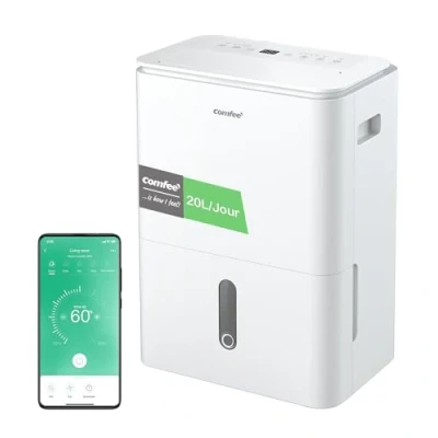 Image de COMFEE&#039; Déshumidificateur 2 EN 1,Elimine l&#039;humidité jusqu&#039;à 20L/Jour, Purification d&#039;air avec ioniseur, 4 Modes, Fonction Air Swing, Contrôle APP, Idéal pour pièces de 37 52㎡, Easy Dry 20
