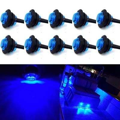 Image de Lot de 10 lumières LED étanches pour bateau, ponton, voilier, kayak (bleu)