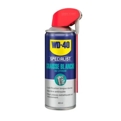 Image de WD 40 Specialist Graisse Blanche Au Lithium Spray Double Position Formule et épaisse Résiste à l&#039;Eau a la Chaleur Propriétés anti usure 400 ML