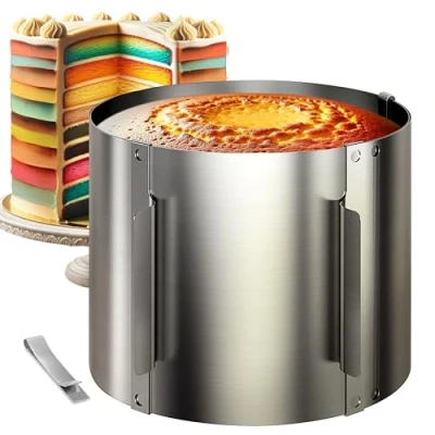 Image de 4smile Cercle à Tarte réglable Extra Haut de 15 cm Anneau Cuisson Stable en Acier Inoxydable gâteau avec Graduation précise l&#039;intérieur