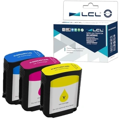Image de LCL Cartouche d&#039;encre Compatible 82 C4911A C4912A C4913A（1Cyan 1Magenta 1Jaune） Remplacement pour HP DesignJet Printers: 510/Designjet 500/500ps/500Plus/ 800/800ps/815/815mfp/820/820mfp