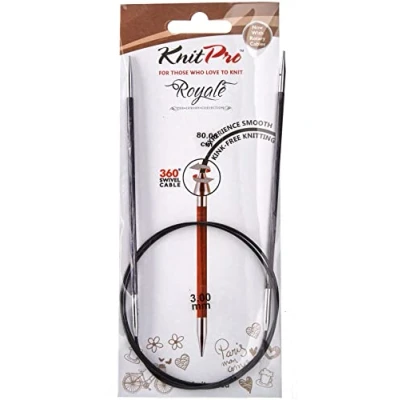 Image de KnitPro Royale Tricoter Circulaire Fixe, Bouleau/en Laiton, Multicolore, 80 cm x 3 mm