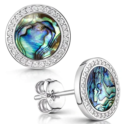 Image de MATERIA by Matthias Wagner Clous d&#039;oreilles pour femme en argent 925 Boucles pierre précieuse avec zircone, Argent, Ormeau