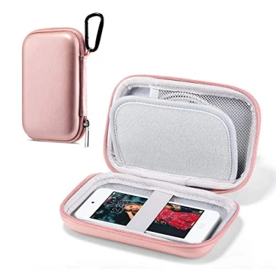 Image de ULAK Coque Ranger et Protéger pour iPod Touch / Mp3 Mp4 Ecouteur/Clé/Câbles USB /, Nylon Etui Housse Rigide Protection avec Mousqueton Portable Antichoc Coque, Or Rose