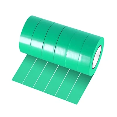 Image de Xrkuu Lot de 6 rouleaux ruban adhésif électrique vert, 18 mm x 10 m, isolant en PVC, étanche et résistant pour projets fils, isolation réparation fils cassés