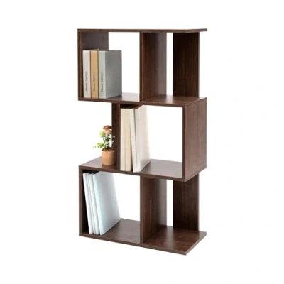 Image de Iris Ohyama, Bibliothèque murale à Niveaux, Meuble en forme S, 3 étagères, Modulable, kit de fixation murale, Cloison séparateur, Bureau, Chambre, Salon Display Shelf SRK W3 Marron