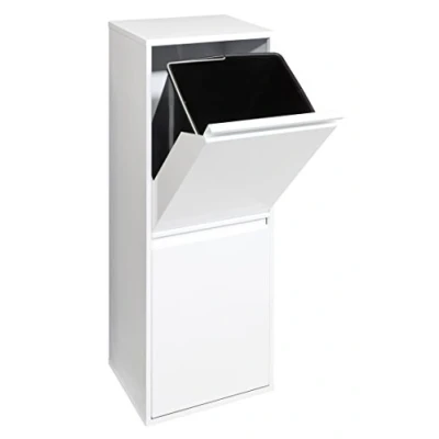 Image de ARREGUI Basic CR201 B Poubelle de Recyclage Cuisine 2 Bacs x 17 L (34 L) Tri Sélectif Rangements Meuble en Acier avec Seaux Sac Blanc