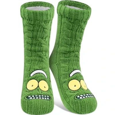 Image de United Labels Rick and Morty Chaussettes de Chalet d&#039;intérieur avec doublure sherpa pour hommes douillettes d&#039;hiver chaudes OneSize Vert
