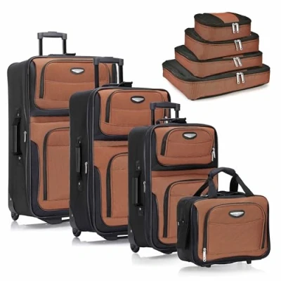 Image de Travel Select Bagage Vertical Extensible Amsterdam, Orange, 8 Piece Set (15/21/25/29/Packing Cubes), Ensemble de 2 pièces