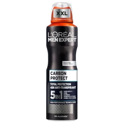 Image de L&#039;Oréal Men Expert déodorant en spray 5 1 XXL pour homme, contre les odeurs fortes de transpiration, l&#039;humidité des aisselles et résidus blancs, anti transpirant sans