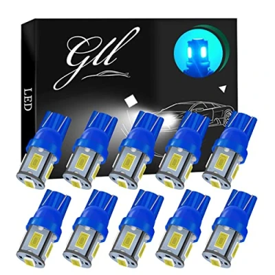Image de Grandview 10pcs Glace Bleu T10 194 168 W5W 501 LED Ampoules avec 5 5630 SMD pour Voiture Dôme de Carte Intérieur Porte Tronc Tableau Courtoisie Lumières Plaque D&#039;immatriculation (DC 12V)