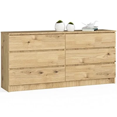 Image de AKORD Grande Commode Armoire à tiroirs Salon Rangement pour Le la Chambre Durable Guidage roulettes Meubles de Blanc/Gris Graphite