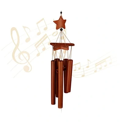 Image de Relaxdays Carillon à Vent en Bambou, Ciel étoilé, Suspendre, HLP 63 x 9,5 8 cm, pour extérieur et intérieur, Marron