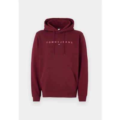 Image de Tommy Jeans Sweat à Capuche Homme Linear Logo avec Capuche, Rouge (Red Wine Multi), XS