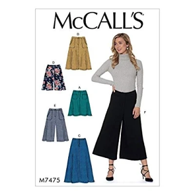 Image de McCall&#039;s Patterns 7475 E5, Jupes, Shorts et découpes, Tailles 42 50, Tissu, Multicolore, 182 x 274 cm
