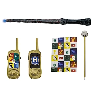 Image de Lexibook, Harry Potter, Kit d’aventurier Sorcier pour Enfant avec Talkie Walkies 120m, Baguette Magique Effets sonores et Lumineux, carnet, Stylo, Gomme Hedwige, Blanc/Or, RPTW11HP