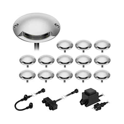 Image de ledscom.de Lampe LED de sol en saillie Bunda, 1 flamme, pour l&#039;extérieur, carrossable, blanc chaud, set 14 pièces
