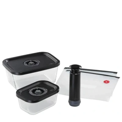 Image de Küchenprofi EasyFresh Kit de mise sous vide 5 pièces, 1 pompe à manuelle, boîte S et L, 2 sacs 22 x 21 cm, verre borosilicate, plastique qualité supérieure,