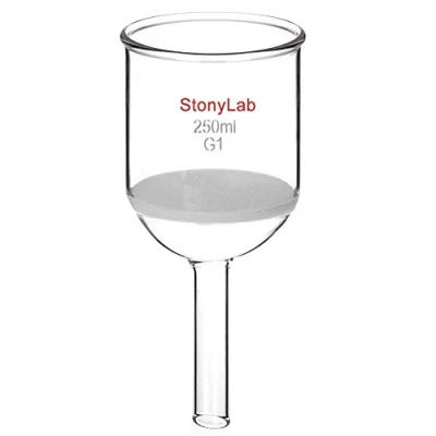 Image de StonyLab Verre Borosilicate Buchner Filtre Entonnoir avec Epais Fritte Disque (G1), Filtering Funnel, 76mm de Diamètre Intérieur, 80mm Profondeur (250ml)