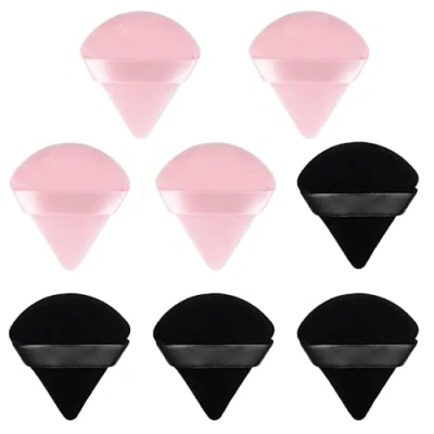 Image de AQSQWQ Houpette Maquillage, 8 Pièces Houppettes à Poudre Triangle, Bouffées de Réutilisable pour Femme Filles