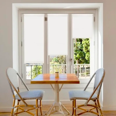 Image de Blindecor Aure Store enrouleur Easyfix translucide uni Blanc cassé, 87 x 180 cm (largeur hauteur) Taille du tissu 84 175 Stores de fenêtre sans outil