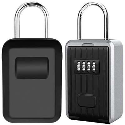 Image de TEUEN Boite à Clé Sécurisée Montage Mural a Clef avec Code Numérique 4 Chiffres, Extra Grande Lock Box Coffre Clefs Exterieur Anse, Format XL Boîte Clés (Noir)
