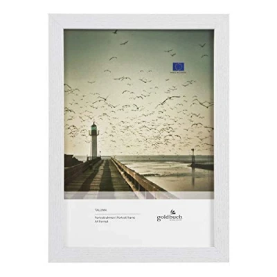 Image de goldbuch Tallinn cadre photo en bois blanc pour au format A4, portrait avec support mural, individuel MDF, env. 24 x 32,8 1,5 cm, blanc, 92 0396.