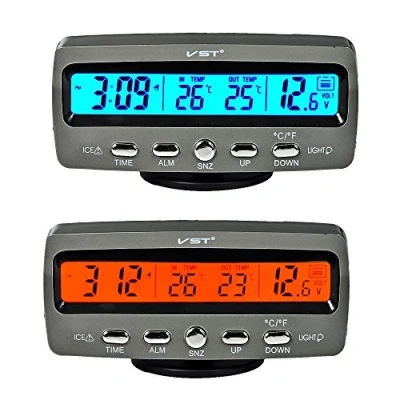 Image de Itian 4 en 1 Détecteur Tension température Voiture, Auto LCD Affichage Digital Afficheur Thermometre Controle reveil Alarme Horloge