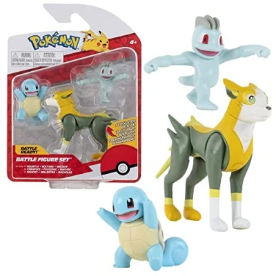 Image de Pokemon Sélection Battle Figures Ensemble de 3 Figurine d&#039;action Jeu, Chiffres du Jeu:Carapuce. Fulgudog &amp; Machoc