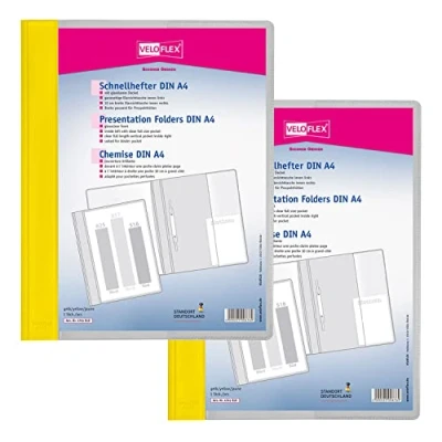 Image de VELOFLEX A474101 Classeur à levier VELOFORM, 2 pièces, DIN A4, jaune, PVC, couverture avant transparente, convient pour les pochettes prospectus