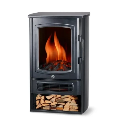 Image de alpina Cheminée Électrique Effet Flamme Helsinki ND 183 Decorative avec Chauffage de LED Thermostat Réglable 1000 W 2000 Câble d&#039;alimentation 1,5 m Métal Noir