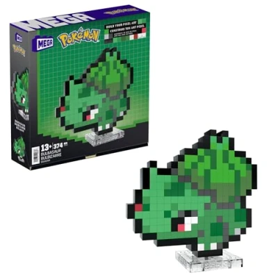 Image de MEGA Pokémon Coffret Construction Bulbizarre, Figurine Articulée, Style Rétro Pixélisé, 15 Cm, Décoration Murale Ou Table, 374 Pièces, À Collectionner, Jouet Enfant, A Partir De 7 Ans, HTH75