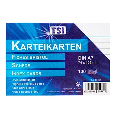 Image de TSI fiches bristol blanc format a7lot de 100weißliniert