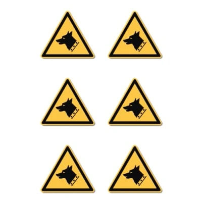 Image de Avertissement de chien garde : W013 DIN EN ISO 7010 / ASR A1.3 Lot 6 autocollants Ø 5 cm
