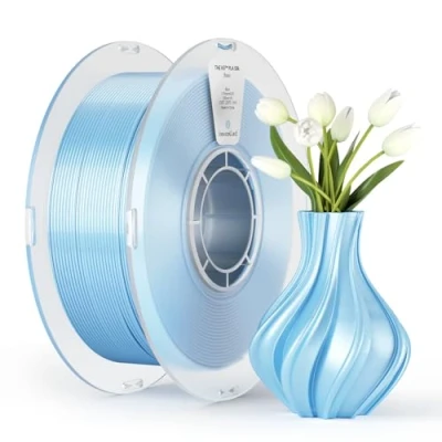 Image de PLA Silk Filament 1,75mm kexcelled, Surface en Soie, Brillance soyeuse, High Tenacity, Upgrade 3D Printing Filament, Précision Dimensionnelle +/ 0,03mm, Bobine de 1kg (2,2lbs), Bleu