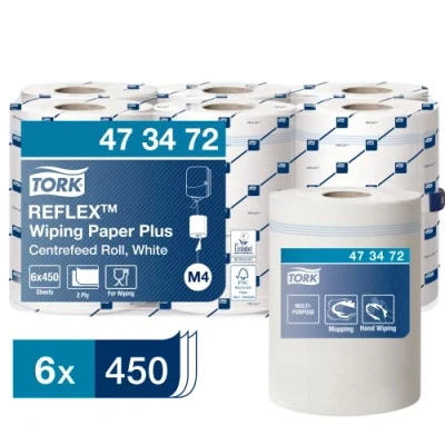 Image de Tork Reflex Papier d&#039;Essuyage Plus blanc M4, mandrin SmartCore, 6 x 450 feuilles, 473472