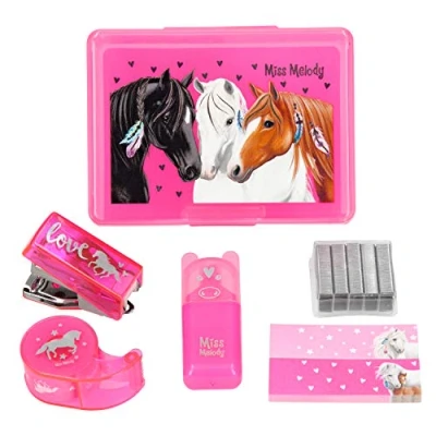 Image de Depesche 5776 Mini Set de Bureau dans Une boîte avec Motif Cheval Miss Melody, Assortis, 5776, Multicolore