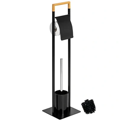 Image de bremermann Ensemble de WC 2 en 1, sur Pied Brosse et Porte Papier Toilette (Noir)